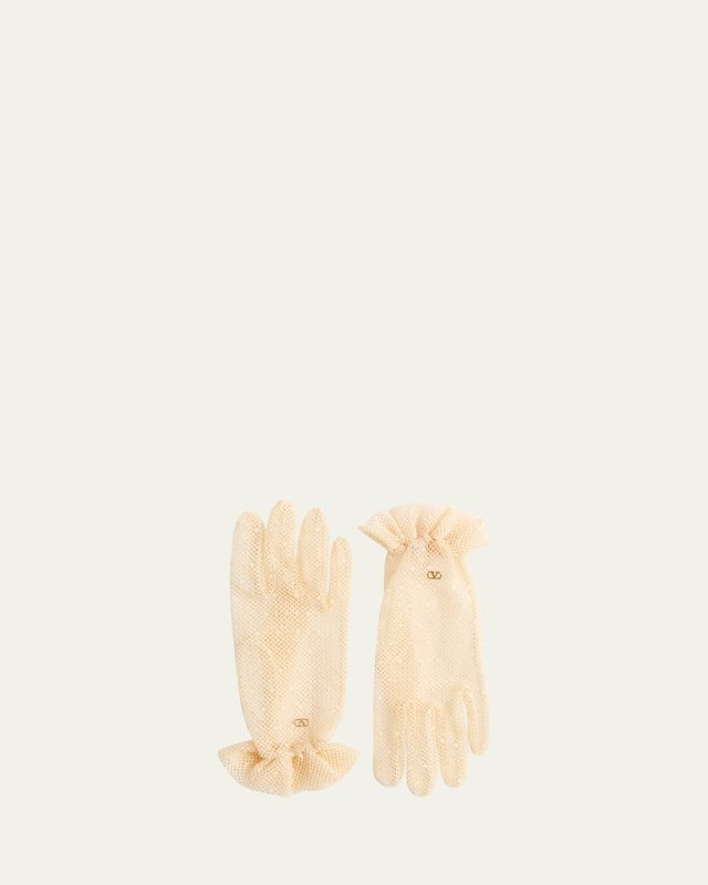 V-Logo Cotton Blend Gloves